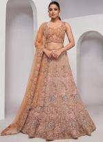 Soft Net Peach Wedding Wear Sequins Work Lehenga Choli